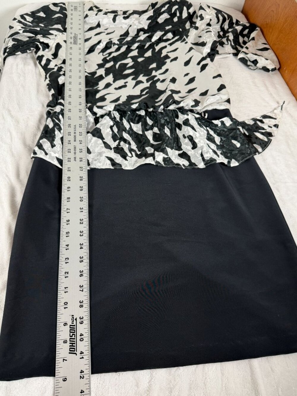Vintage Pellini By Von Bramlett Black & White Abstract Print Long Sleeve Dress - Picture 7 of 7